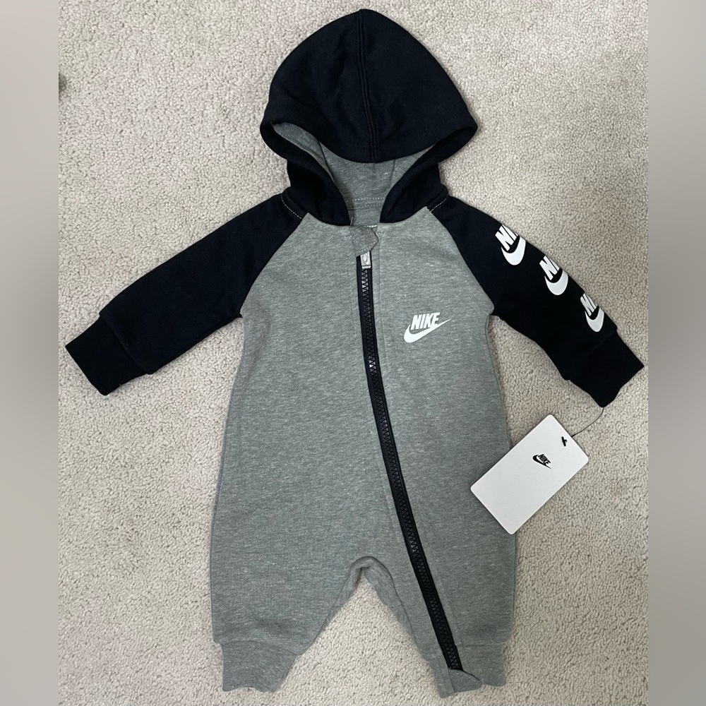 NWT’s Nike NB Gray and Black Hooded One Piece